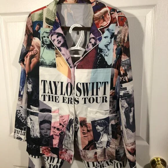 Taylor Swift women The Eras Tour top and bottom pajama set, M - Picture 2 of 12